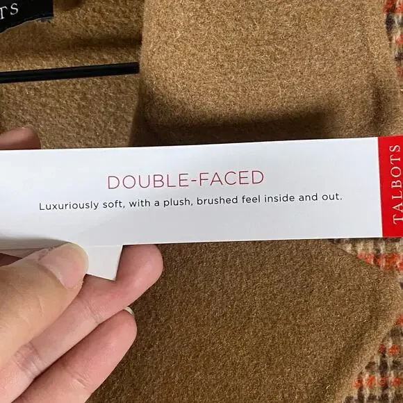 NEW Talbots Coat 12 Wool Blend Campfire Plaid Classic Lapel Patch Pockets Long - Picture 6 of 15